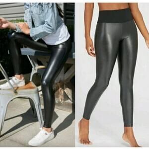 Spanx Assets All Over Faux Leather Legging Black High Waist Womens Small Shaping